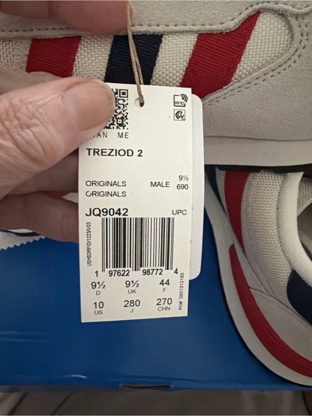 Adidas Treziod 2 Size 10 NIB Cream Red Blue Stripes - Picture 4 of 6